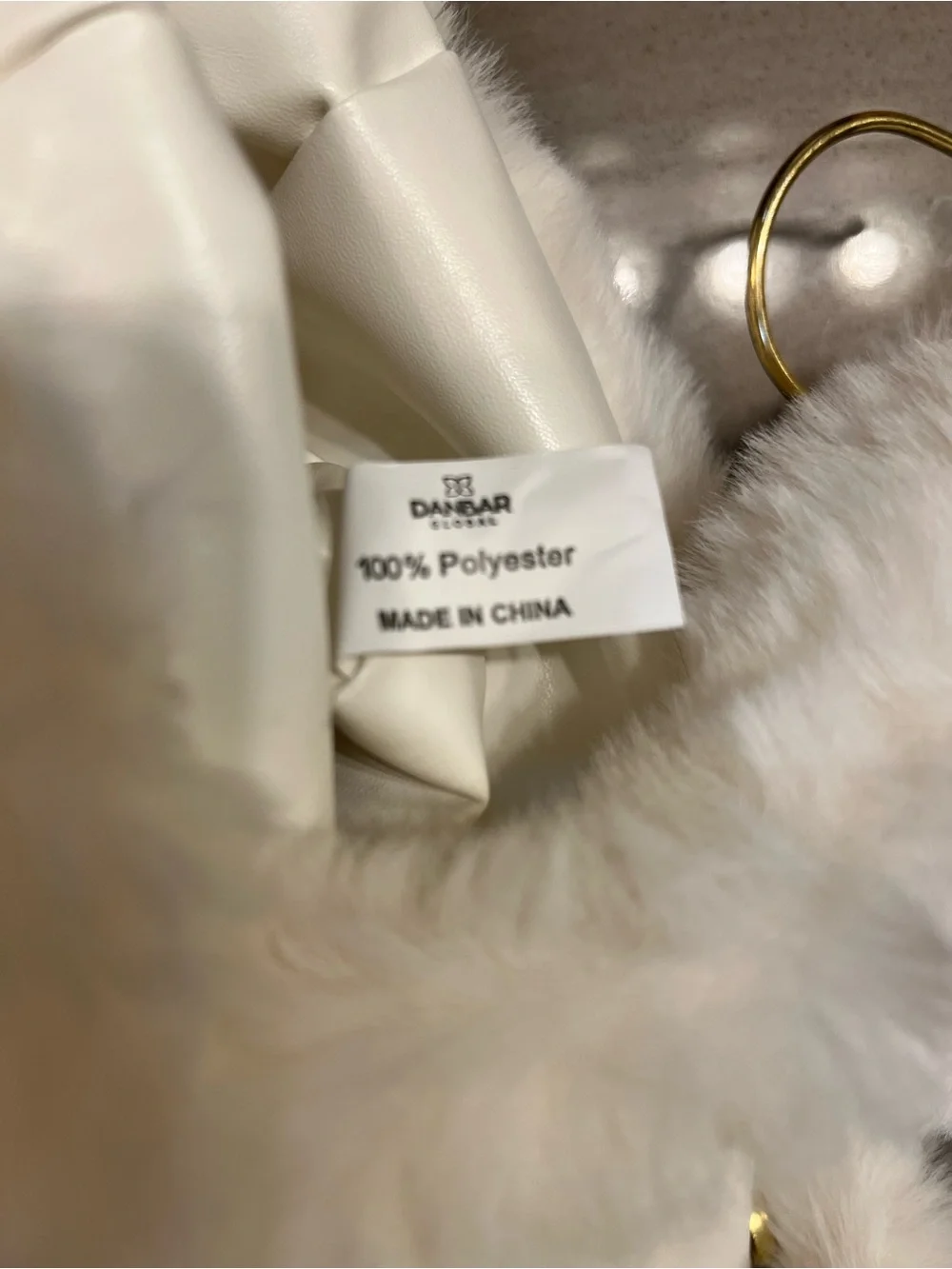 White Fluffy Faux Fur Tote Bag with Pink Bow